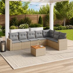 Garden Sofa Set 8 Piece Outdoor Furniture Beige Cushions Patio Lounge Modular