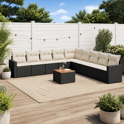 Garden Sofa Set 10 Piece Outdoor Furniture Patio Seating with Cushions Black