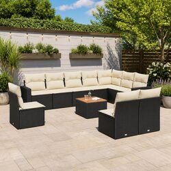 11 Piece Garden Sofa Set Outdoor Furniture Patio Lounge Cushioned Black Rattan