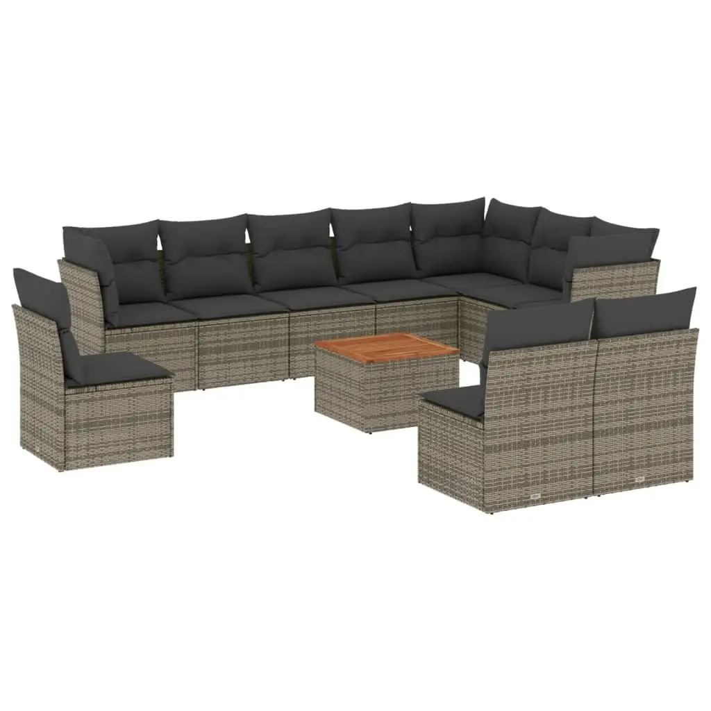 11 Piece Garden Sofa Set Outdoor Furniture Patio Sectional with Cushions Grey