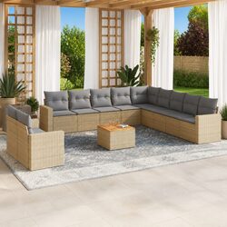 Garden Sofa Set 12 Piece Outdoor Furniture Beige Modular Patio Sectional with