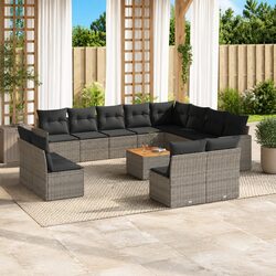 Outdoor Sectional Sofa Set 13 Piece Grey Garden Furniture with Cushions Modular
