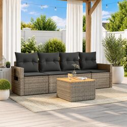 Outdoor Sectional Sofa Set 5 Piece Garden Furniture Grey Poly Rattan with
