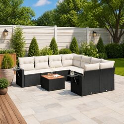 Outdoor Sectional Sofa Set 9 Piece Garden Furniture Black Rattan Patio Seating