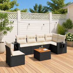 Outdoor Sectional Sofa Set 7 Piece Garden Furniture with Cushions Side Table