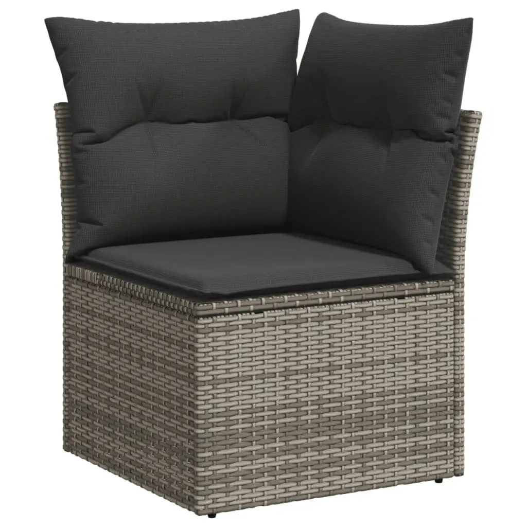 7 Piece Outdoor Garden Sofa Set Grey Poly Rattan Sectional with Cushions Side