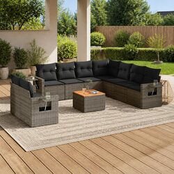Outdoor Sectional Sofa Set 10 Piece Grey Garden Furniture with Cushions Side