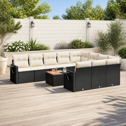 Outdoor Sectional Sofa Set 11 Piece Garden Furniture Black Rattan Patio Seating