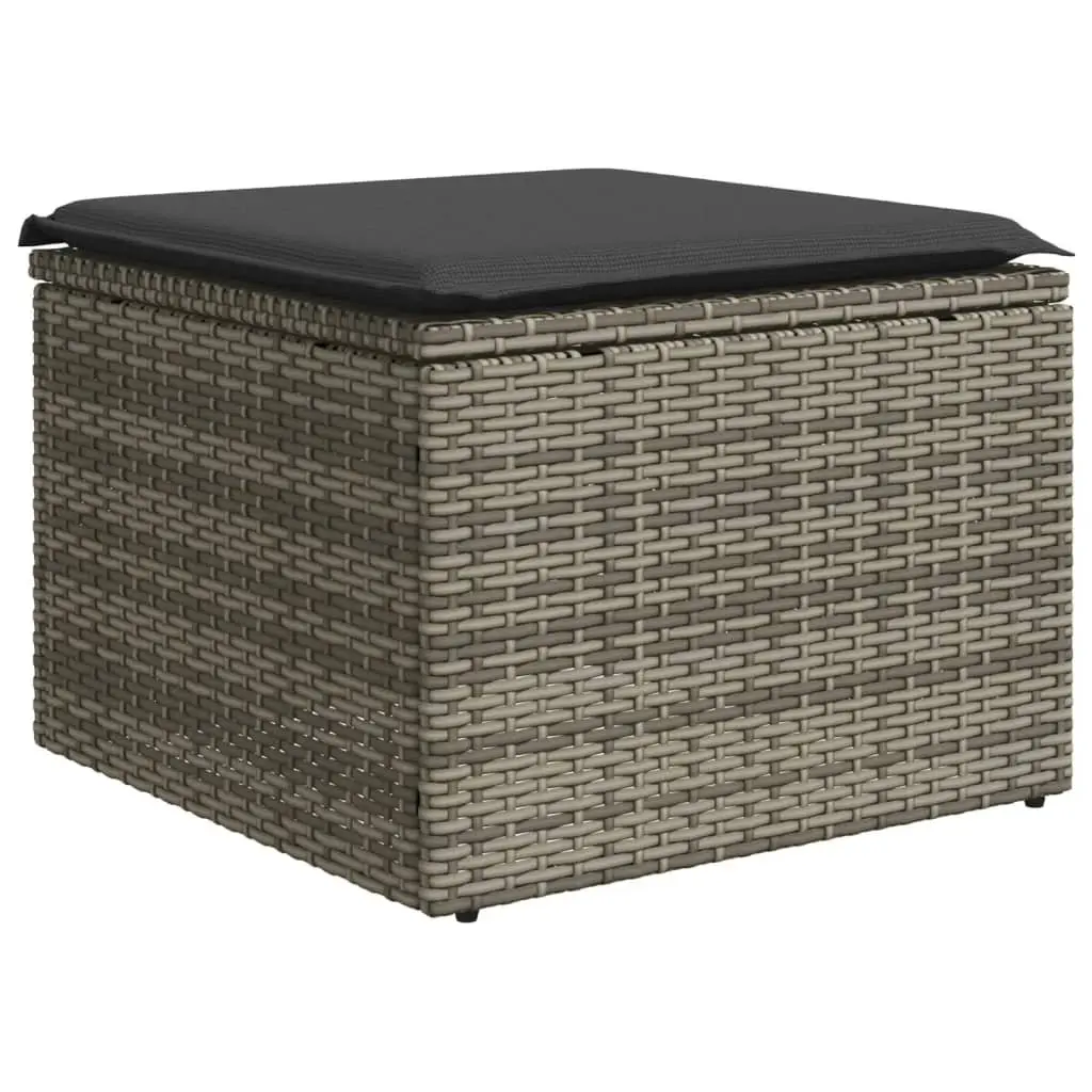 Outdoor Sectional Sofa Set 11 Piece Garden Furniture Grey Poly Rattan with