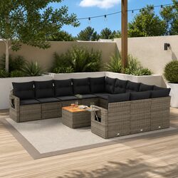 Garden Sofa Set 12 Piece Grey Outdoor Sectional Modular Patio Furniture with