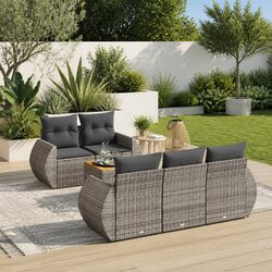 Garden Sofa Set 6 Piece Outdoor Furniture Patio Grey Modular Cushions Seating