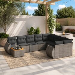 10 Piece Garden Sofa Set Outdoor Patio Furniture with Cushions Grey
