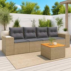 Garden Sofa Set 5 Piece Outdoor Furniture Patio Lounge Beige Cushions Modular