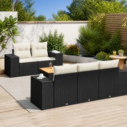 Garden Sofa Set 6 Piece Outdoor Furniture Patio Black Poly Rattan Modular with