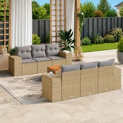 Outdoor Garden Sofa Set 7 Piece Patio Furniture Lounge with Cushions Beige