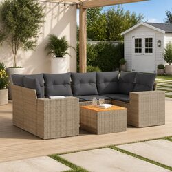 7 Piece Garden Sofa Set Outdoor Patio Furniture Beige with Cushions Modular