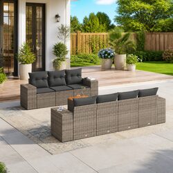 Garden Sofa Set 8 Piece Outdoor Furniture Patio Lounge Grey Cushions Modular
