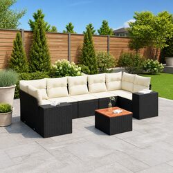 Garden Sofa Set 8 Piece Outdoor Furniture with Cushions Black Patio Seating