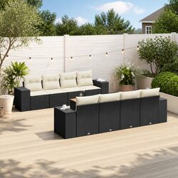 9 Piece Garden Sofa Set Outdoor Patio Furniture with Cushions Black