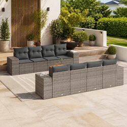 9 Piece Garden Sofa Set Outdoor Patio Furniture with Cushions Grey