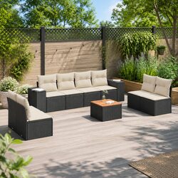 Garden Sofa Set 9 Piece Outdoor Furniture Patio Lounge with Cushions Black