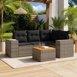 5 Piece Garden Sofa Set with Cushions Grey Outdoor Furniture Patio Seating
