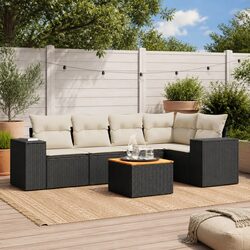 Garden Sofa Set 6 Piece Outdoor Furniture Patio Lounge Black Rattan Cushioned