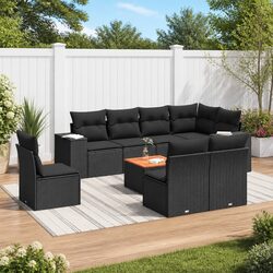 9 Piece Garden Sofa Set Outdoor Patio Furniture with Cushions Black