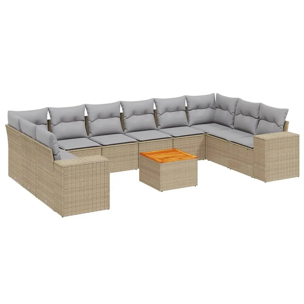 11 Piece Garden Sofa Set Outdoor Furniture Beige Patio Lounge with Cushions