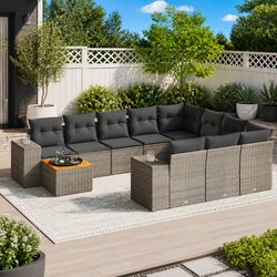 Outdoor Garden Sofa Set 11 Piece Patio Furniture Rattan Sectional with Cushions