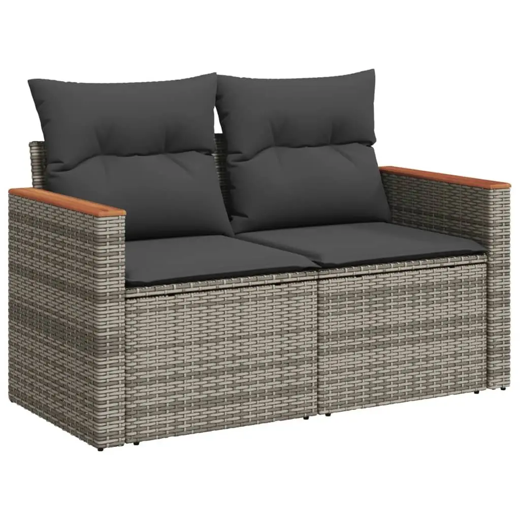 5 Piece Garden Sofa Set with Cushions Grey Outdoor Patio Furniture Rattan