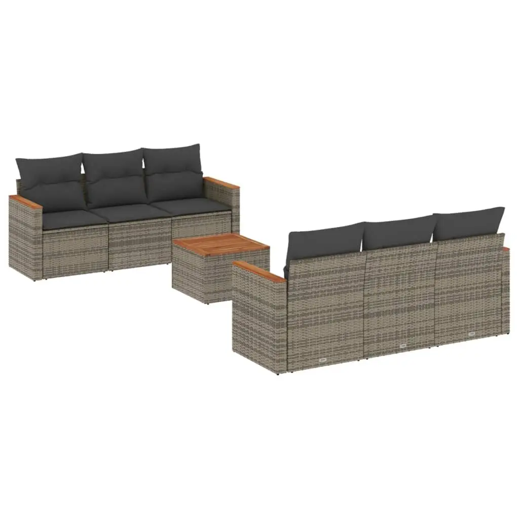 7 Piece Garden Sofa Set Outdoor Furniture Grey Poly Rattan Patio Lounge Seating