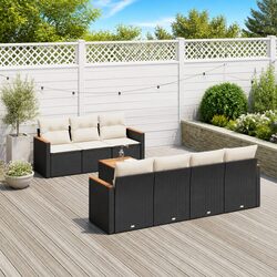 Garden Sofa Set 8 Piece Outdoor Furniture Black Poly Rattan Patio Lounge