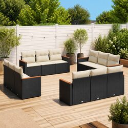 Garden Sofa Set 12 Piece Outdoor Furniture Patio Sectional Black Modular Lounger