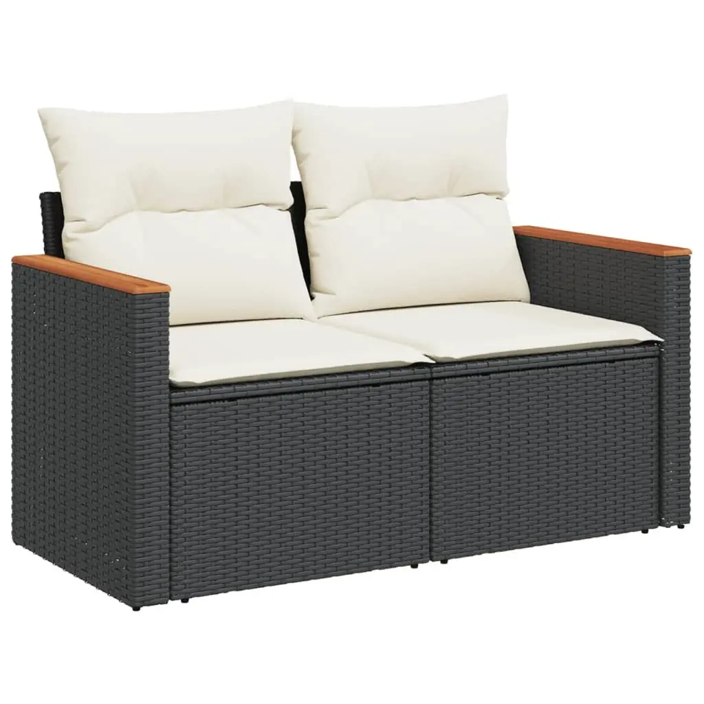 5 Piece Garden Sofa Set Outdoor Furniture Patio Sectional Black Poly Rattan