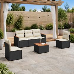 Garden Sofa Set 6 Piece Outdoor Furniture Patio Lounge with Cushions Black