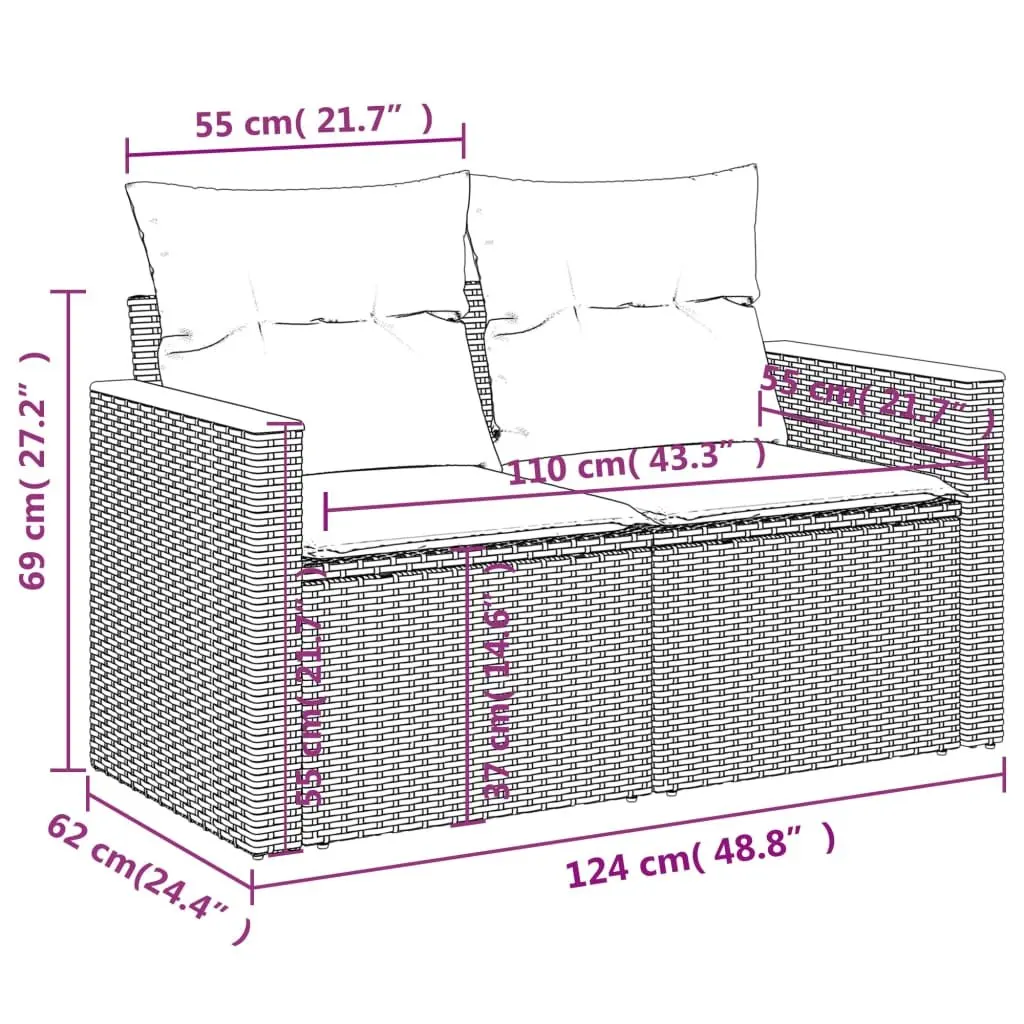 Garden Sofa Set 6 Piece Outdoor Furniture Patio Sectional with Cushions Beige