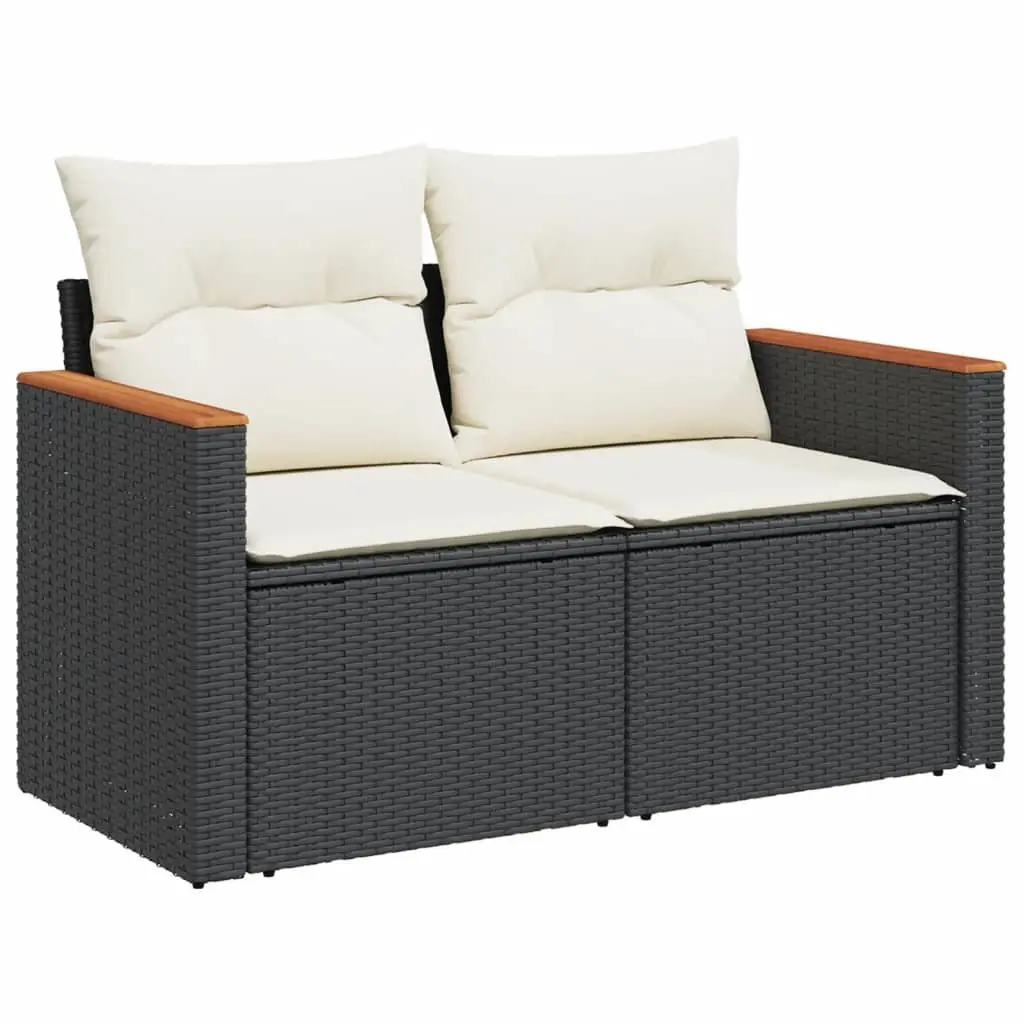 Garden Sofa Set 6 Piece Outdoor Furniture Black Modular Patio Sectional with