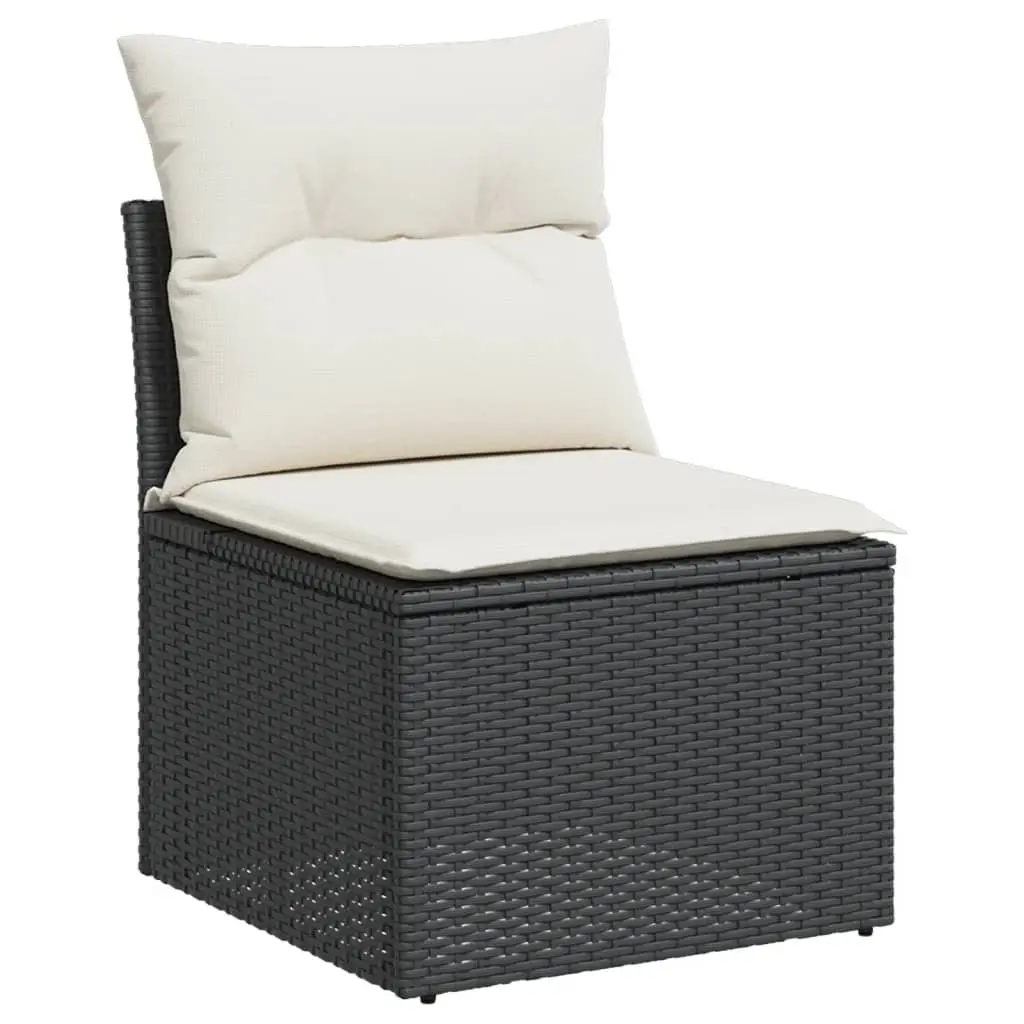 7 Piece Garden Sofa Set Outdoor Patio Furniture Black Poly Rattan with Cushions