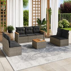 8 Piece Garden Sofa Set Grey Outdoor Furniture Patio Conversation Seating with