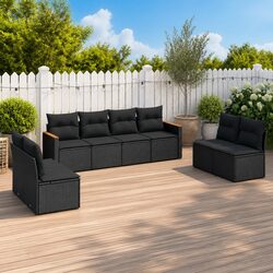 Garden Sofa Set 8 Piece Outdoor Furniture Patio Lounge Modular Sectional Black