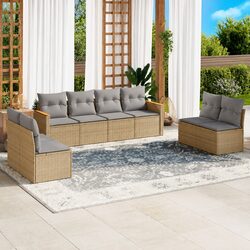 Garden Sofa Set 8 Piece Outdoor Furniture Patio Beige Cushions Modular Reclining