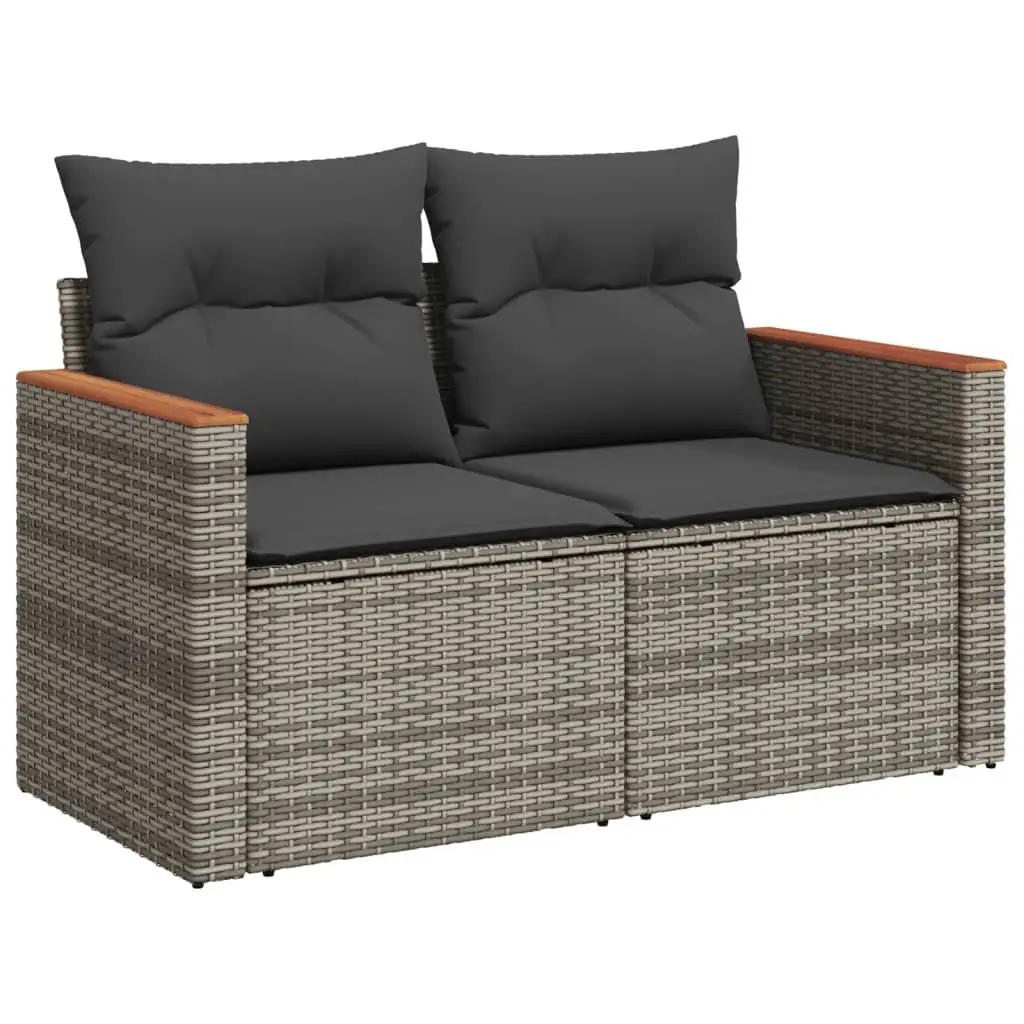 5 Piece Garden Sofa Set Outdoor Patio Furniture with Cushions Grey Poly Rattan