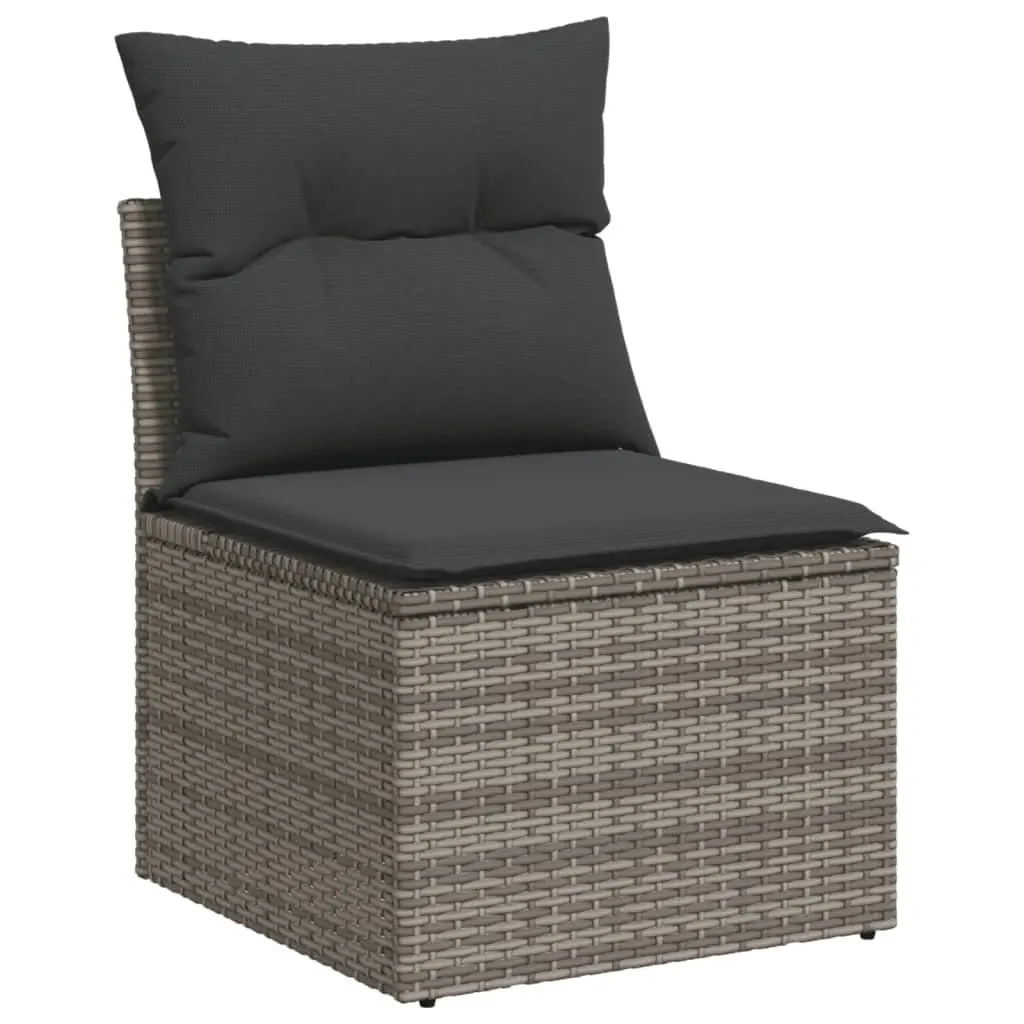 5 Piece Garden Sofa Set Outdoor Patio Furniture with Cushions Grey Poly Rattan