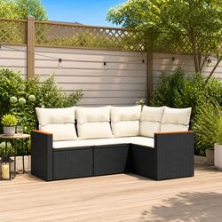 Garden Sofa Set 4 Piece Outdoor Furniture Patio Seating Black with Cushions
