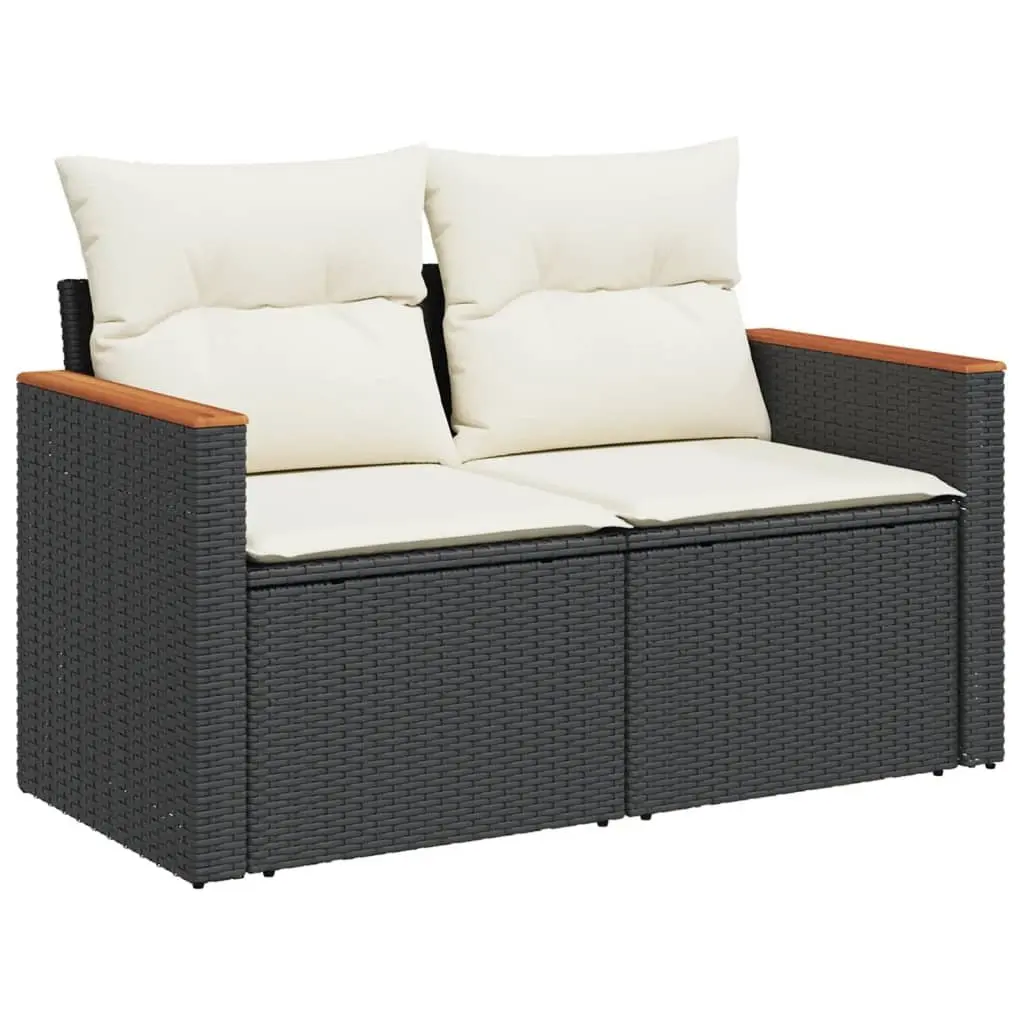 5 Piece Garden Sofa Set with Cushions Black Outdoor Furniture Patio Sectional