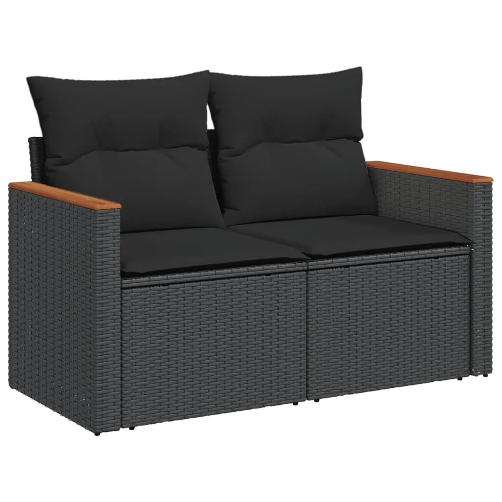 5 Piece Garden Sofa Set with Cushions Black Outdoor Patio Furniture Modular