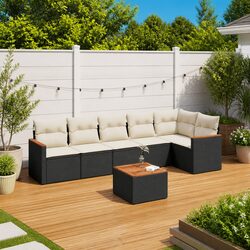 7 Piece Garden Sofa Set Outdoor Furniture Patio Sectional with Cushions Black