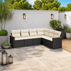 Garden Sofa Set 6 Piece Outdoor Furniture Patio Sectional Modular Black