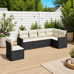 Garden Sofa Set 6 Piece Outdoor Furniture Patio Conversation Sectional Black